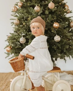 Triciclo Legno ed Ecopelle con Cestino - Panna - Dai 3 anni