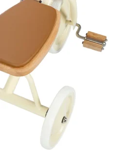 Triciclo Legno ed Ecopelle con Cestino - Panna - Dai 3 anni