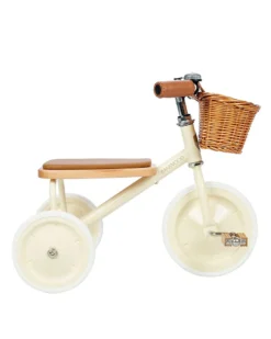 Triciclo Legno ed Ecopelle con Cestino - Panna - Dai 3 anni