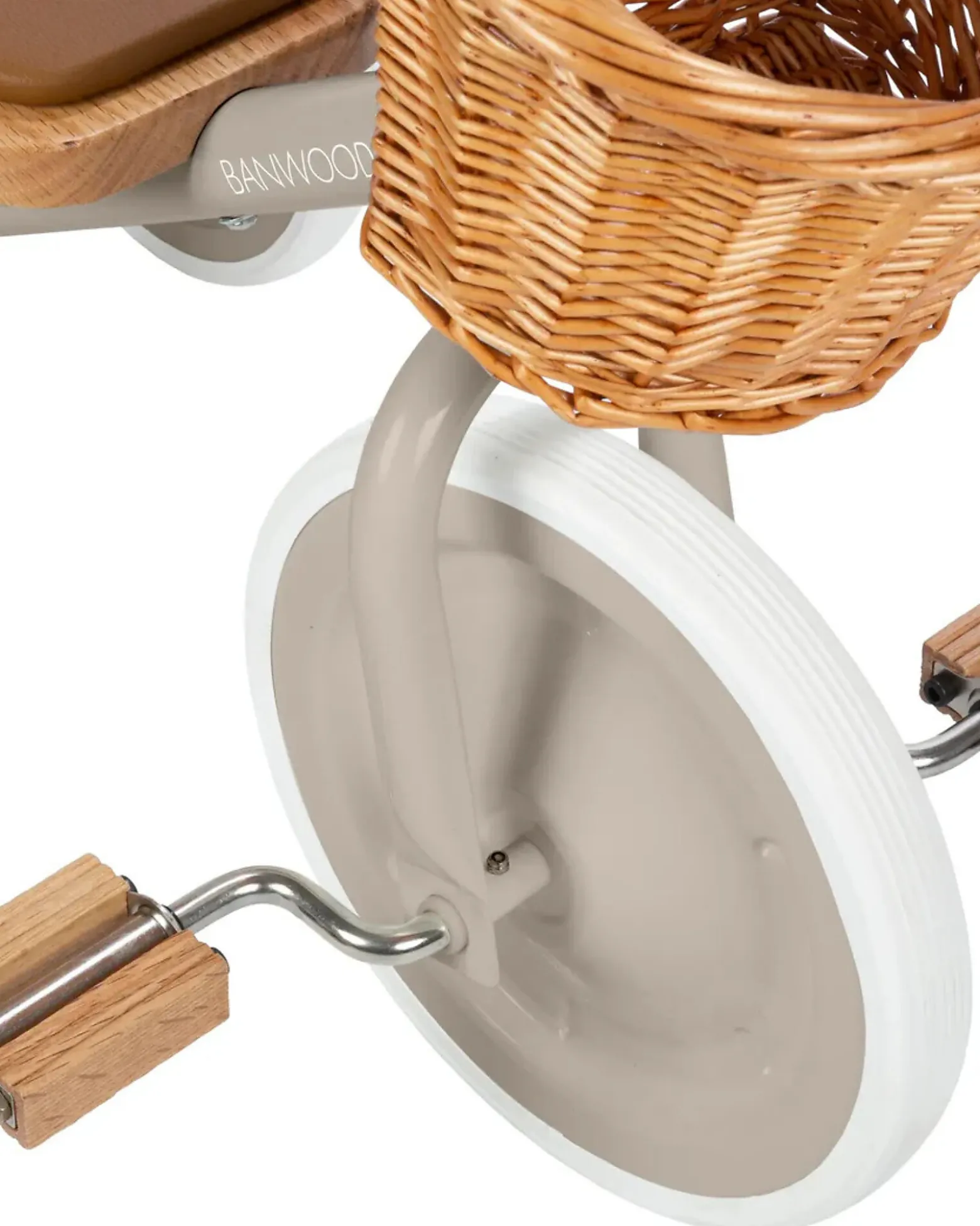 Triciclo Legno ed Ecopelle con Cestino - Beige - Dai 3 anni