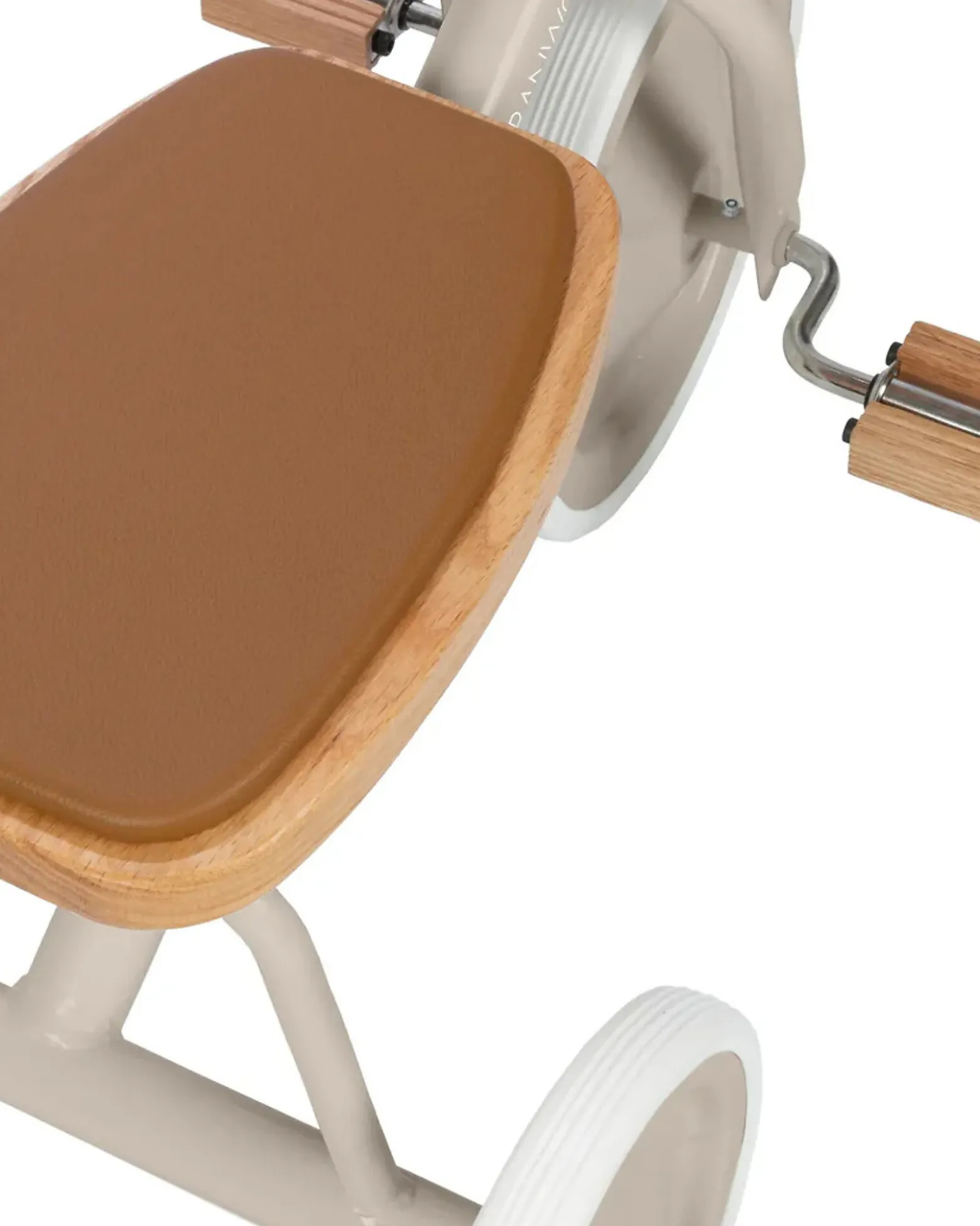 Triciclo Legno ed Ecopelle con Cestino - Beige - Dai 3 anni