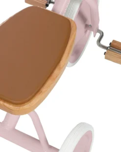 Triciclo Legno ed Ecopelle con Cestino - Rosa Antico - Dai 3 anni