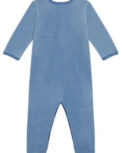 Tutina Intera Maniche Lunghe in Ciniglia - Azzurro - 100% Cotone