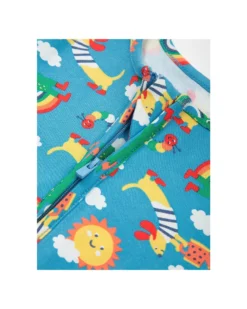 Tutina Maniche Lunghe - Blu - Stampa Rainbow - con Zip Frontale - Cotone Bio