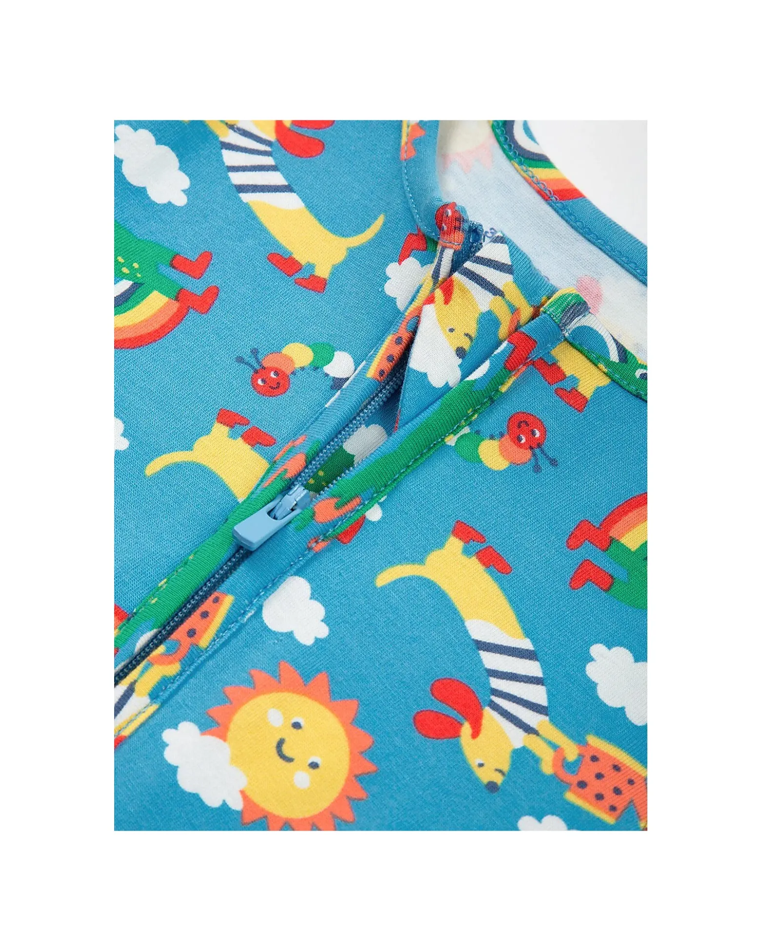 Tutina Maniche Lunghe - Blu - Stampa Rainbow - con Zip Frontale - Cotone Bio