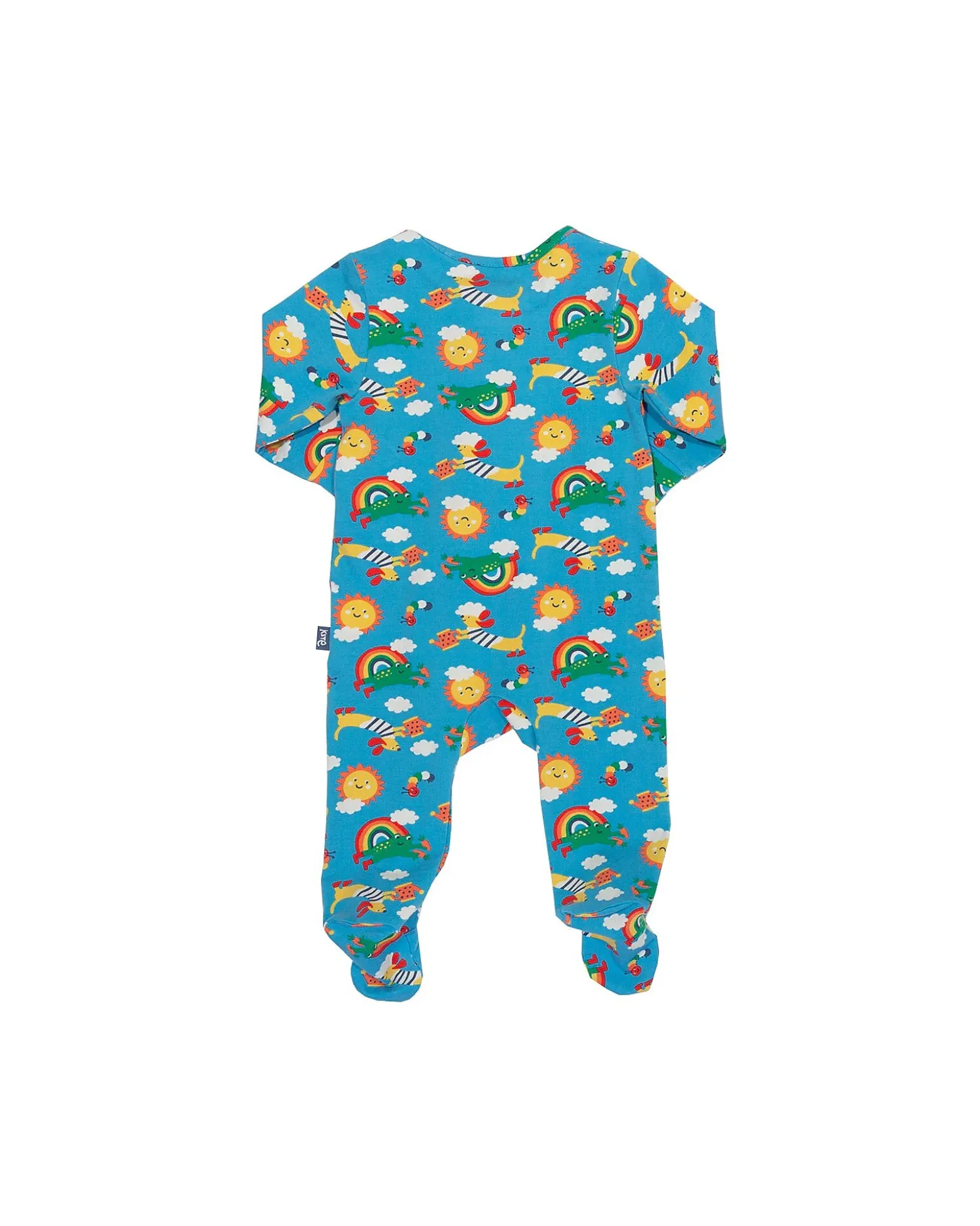 Tutina Maniche Lunghe - Blu - Stampa Rainbow - con Zip Frontale - Cotone Bio