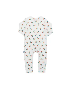 Tutina Maniche Lunghe - Crema - Stampa Bruco Multicolore - con Zip Frontale - Cotone Bio