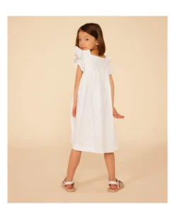 Vestito senza Maniche - Bianco - 100% Cotone Lavorato